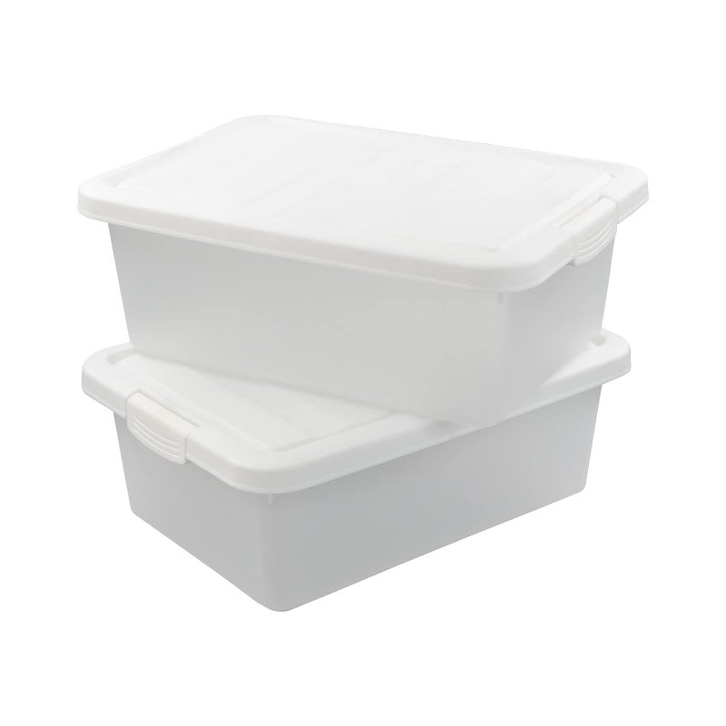 Ucake 14 Quart Clear Storage Box, Underbed Plastic Latch Box with White Lids, 2-Pack - Image 4